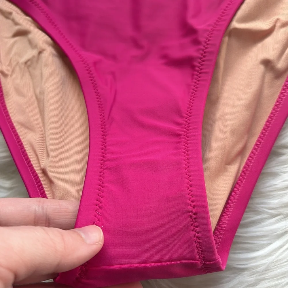 NWT J. Crew Fuchsia High Rise Mid Cut Leg Moderate Coverage Bikini Bottoms